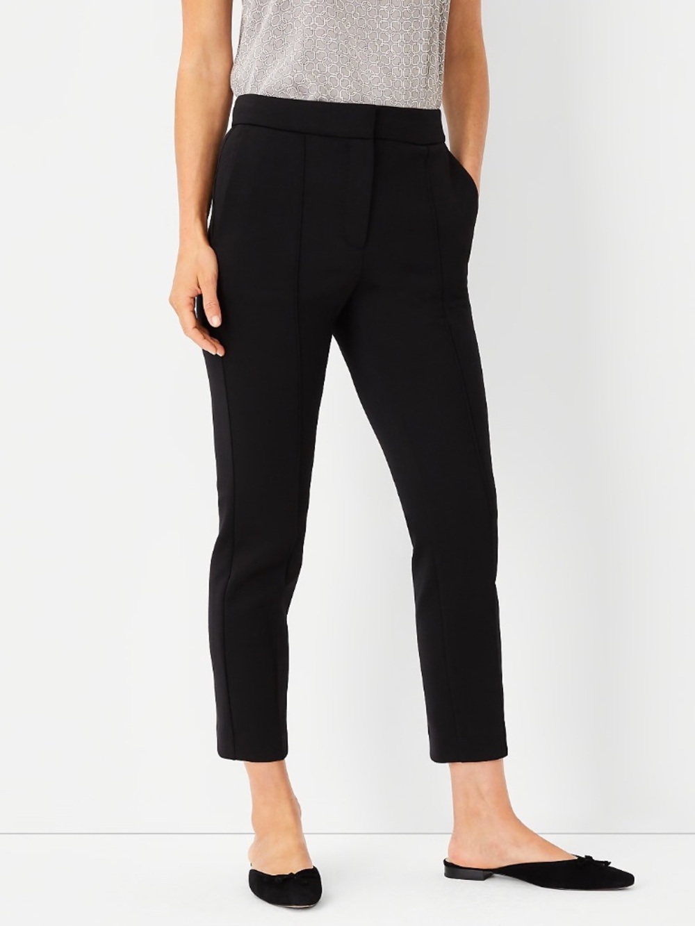 Ann Taylor Pants High Waist Knit Ankle Trouser Size S Petite Black